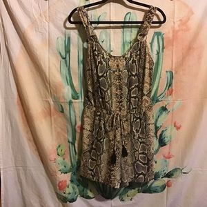 Snake Skin Python Romper Jumpsuit Fringe Tassle